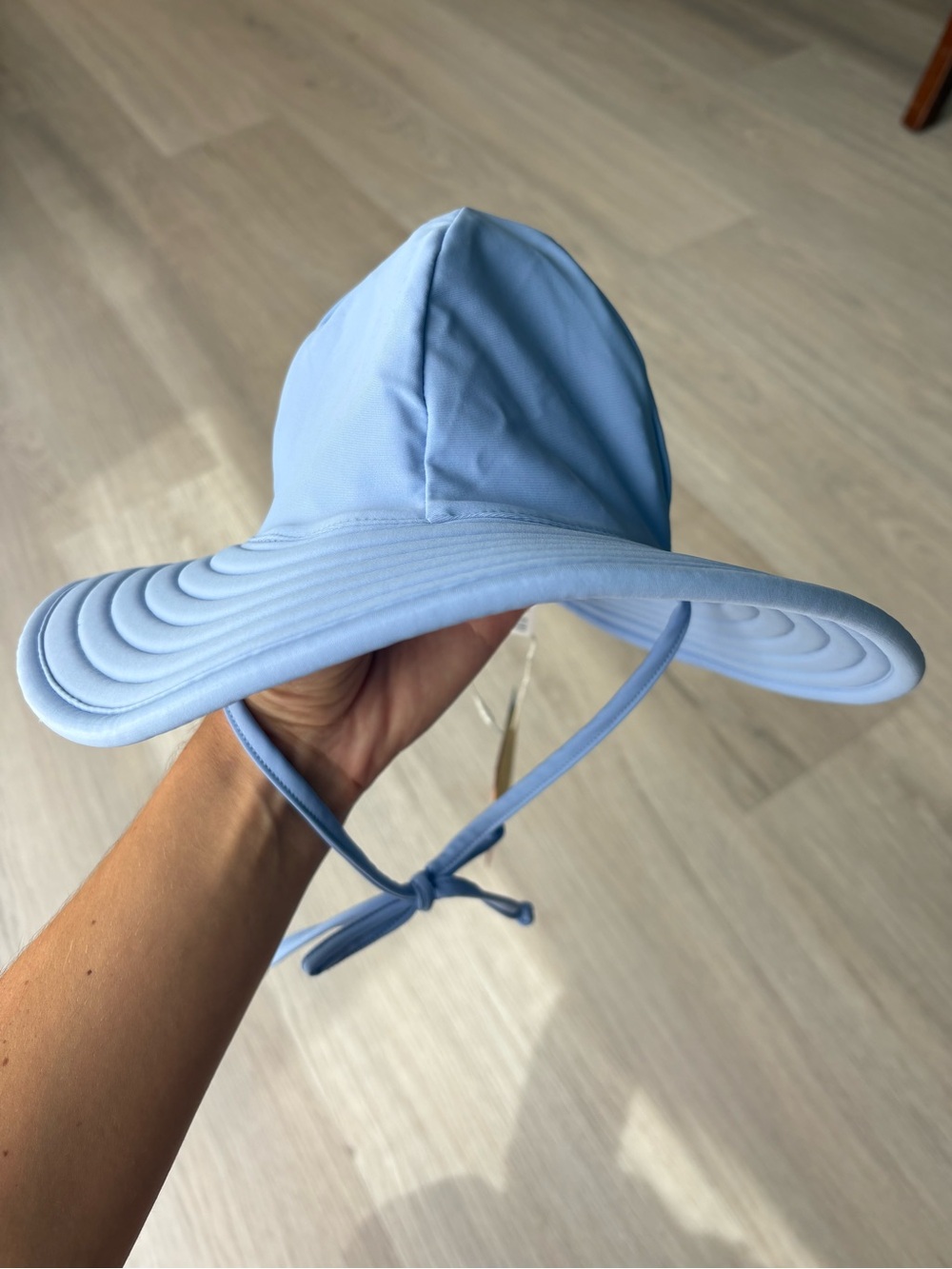Ruffle Butts Blue Sun Hat with Chin Tie